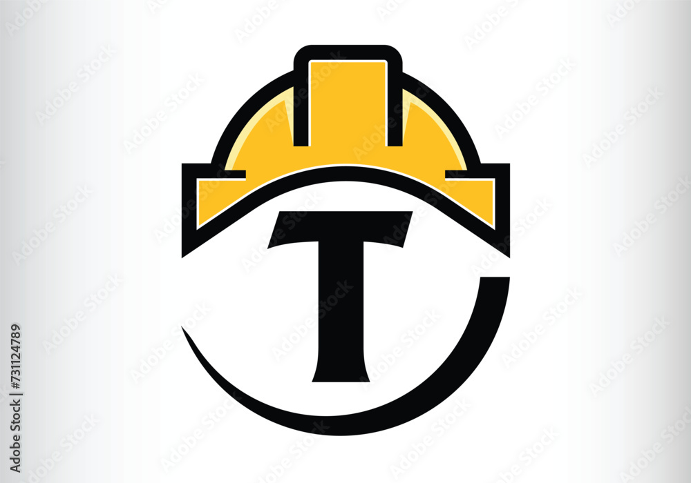 Hard hat Letter T Logo Design Vector letter template design for brand. Hard hat Letter T Logo Design Vector letter template design for brand.