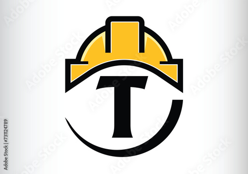 Hard hat Letter T Logo Design Vector letter template design for brand.
