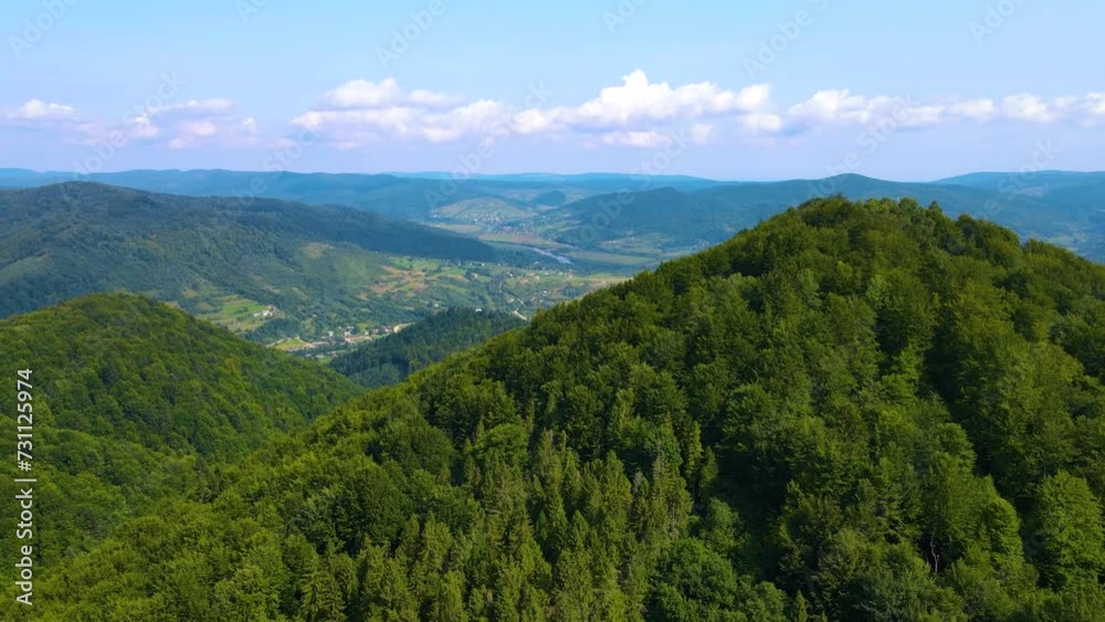 Drone flying over Blauen mountain at Belchen, Black Forest, Germany Drone flying over Blauen mountain at Belchen, Black Forest, Germany