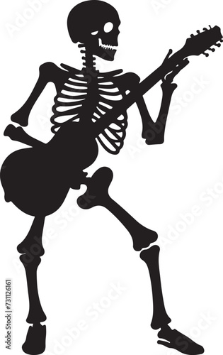 Skeleton guitar player vector illustration silhouette
