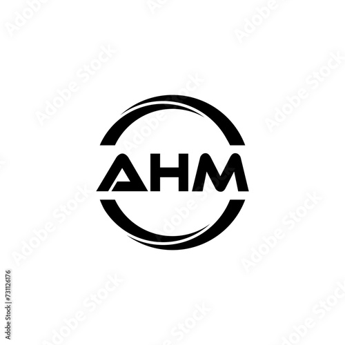 AHM letter logo design with white background in illustrator, cube logo, vector logo, modern alphabet font overlap style. calligraphy designs for logo, Poster, Invitation, etc.