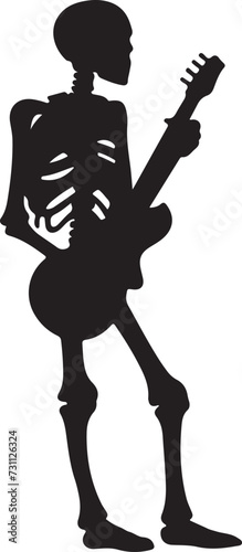 Skeleton guitar player vector illustration silhouette