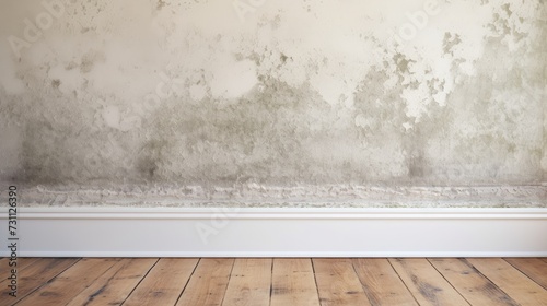Getting rid of mold on walls inside a house near a heater  close up.