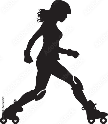 roller derby girl silhouette vector illustration skating woman silhouette 
