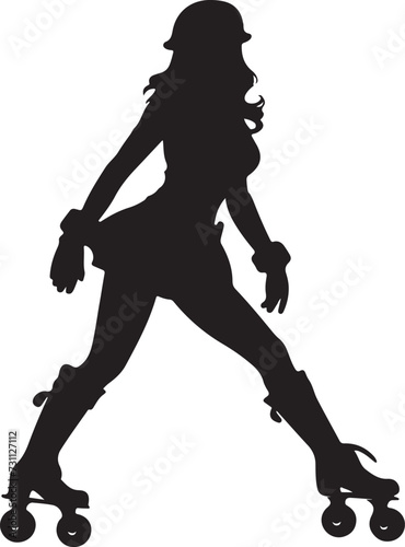 roller derby girl silhouette vector illustration skating woman silhouette 