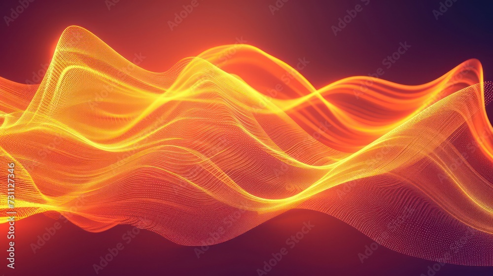 3D Abstract Background with glowing Wavy Shape in orange Spectrum 3D Abstract Background with glowing Wavy Shape in orange Spectrum