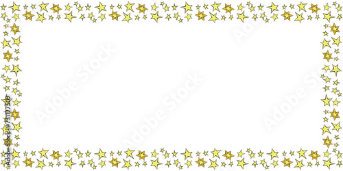 Frame, border from small contour stars isolated on white background in flat doodle style. Vector design element. Theme of astronomy, space, victory, dream