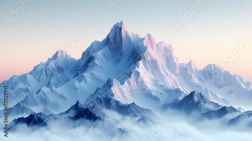snow covered mountains in winter  Majestic mountain peaks with snow-capped summits