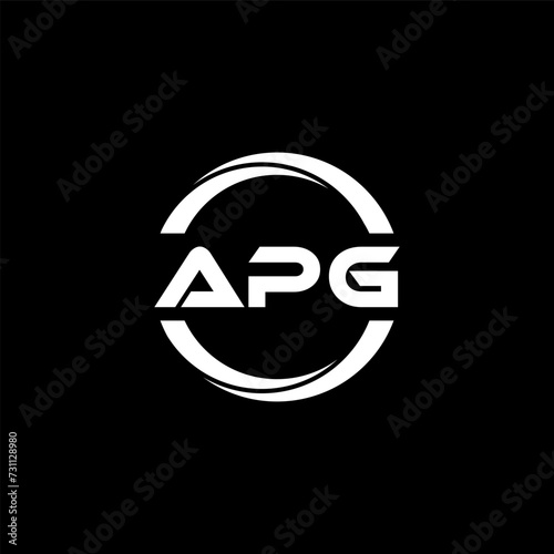 APG letter logo design with black background in illustrator, cube logo, vector logo, modern alphabet font overlap style. calligraphy designs for logo, Poster, Invitation, etc. photo