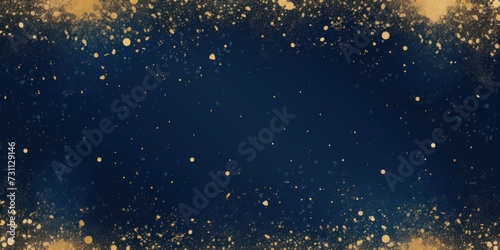indigo blue golden blank frame background with confetti glitter and sparkles