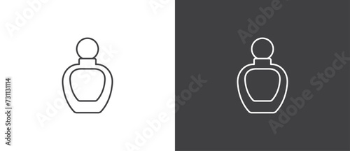 Perfume bottles icon vector. Simple line icon of perfume. Eau de toilette. Packaging of various shapes, linear icons of parfumes in black and white background.