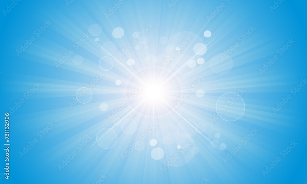 Clear sun on blue sky with lenses flare. nature bright light soft shine. Clear sun on blue sky with lenses flare. nature bright light soft shine.