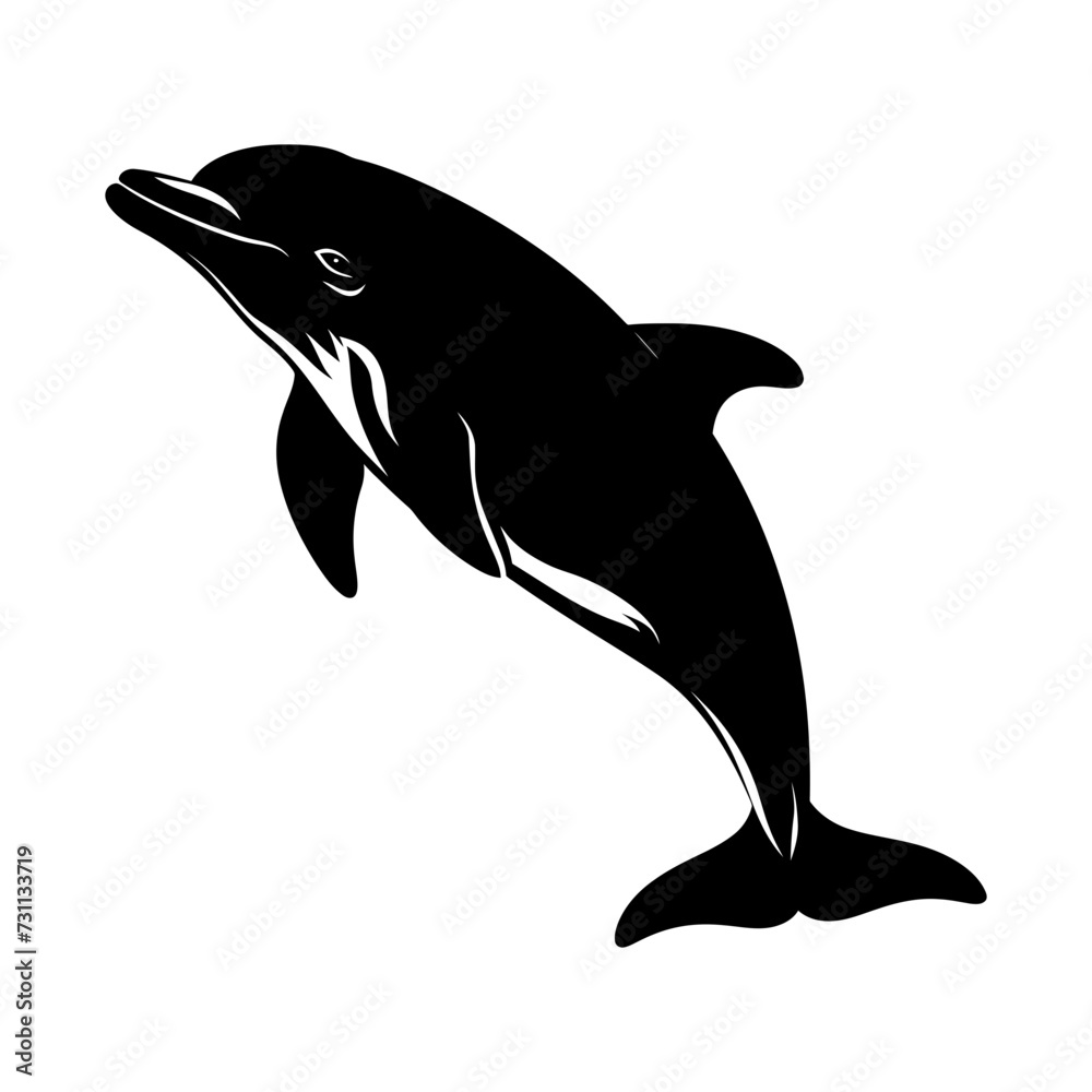 Fototapeta premium Silhouette dolpin black color only