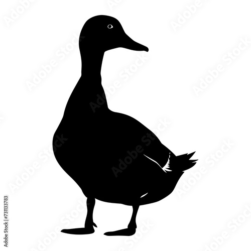 Silhouette duck black color only full body
