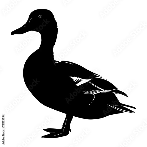 Silhouette duck black color only full body