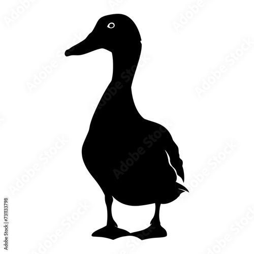 Silhouette duck black color only full body