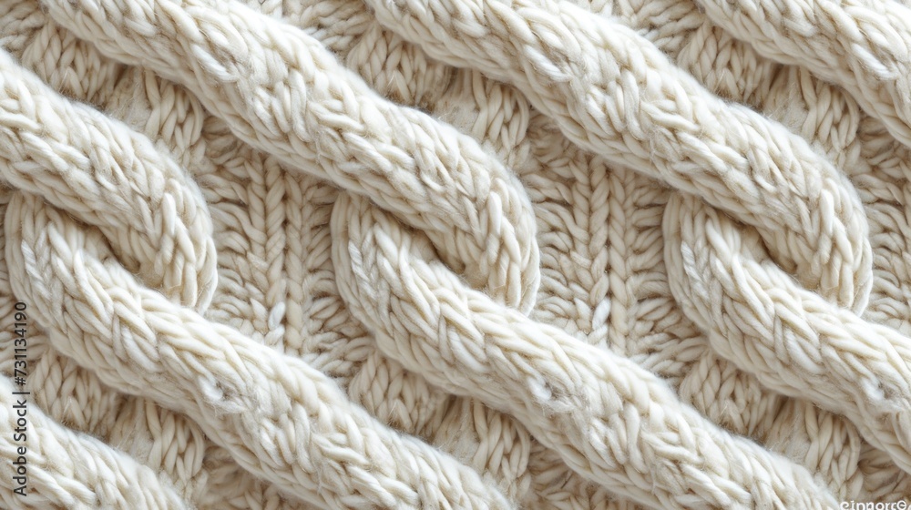 white cable knit pattern textured swatch.Generative AI