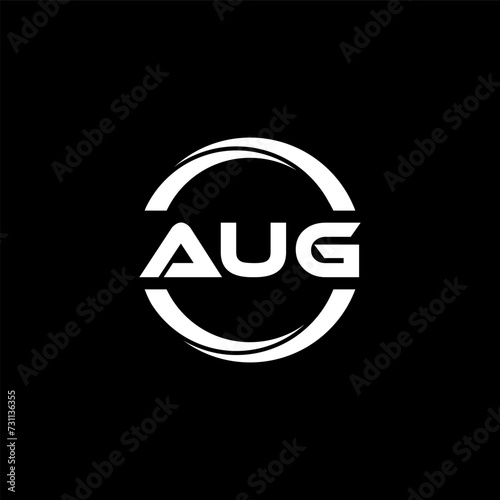 AUG letter logo design with black background in illustrator, cube logo, vector logo, modern alphabet font overlap style. calligraphy designs for logo, Poster, Invitation, etc.