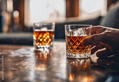 Verre de whisky dans un pub photo