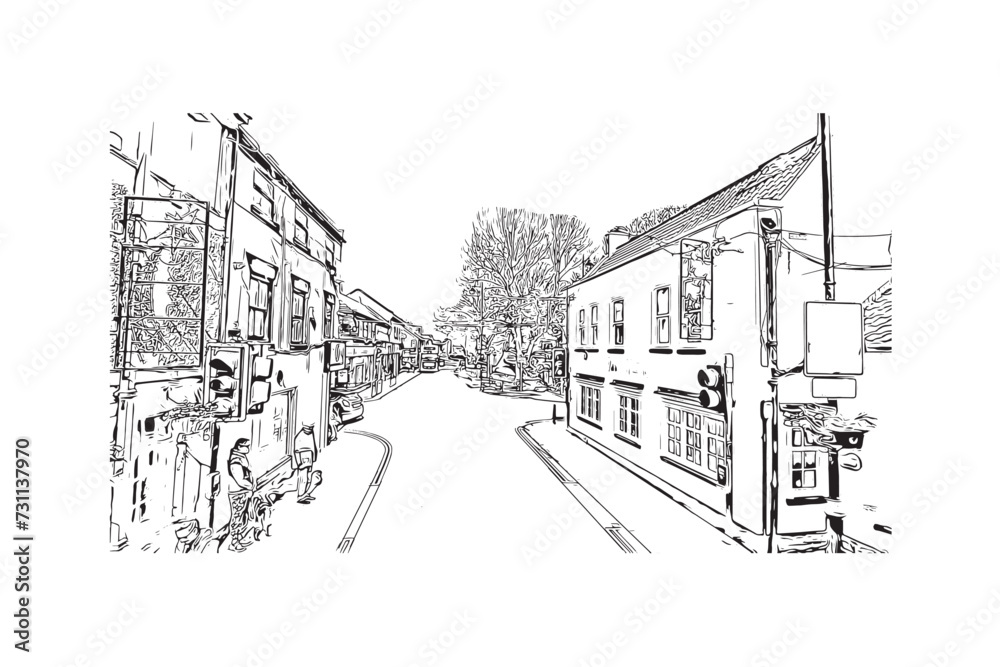 Kingston upon Hull city Hand drawn sketch illustration in vector.	