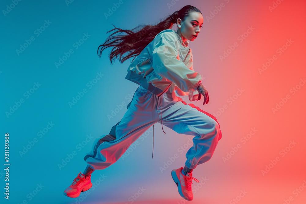 custom made wallpaper toronto digitalfull body runner woman model in fashion exercise clothes. Studio shot.