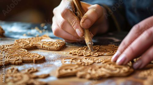 The process of making handmade gingerbread decorations.