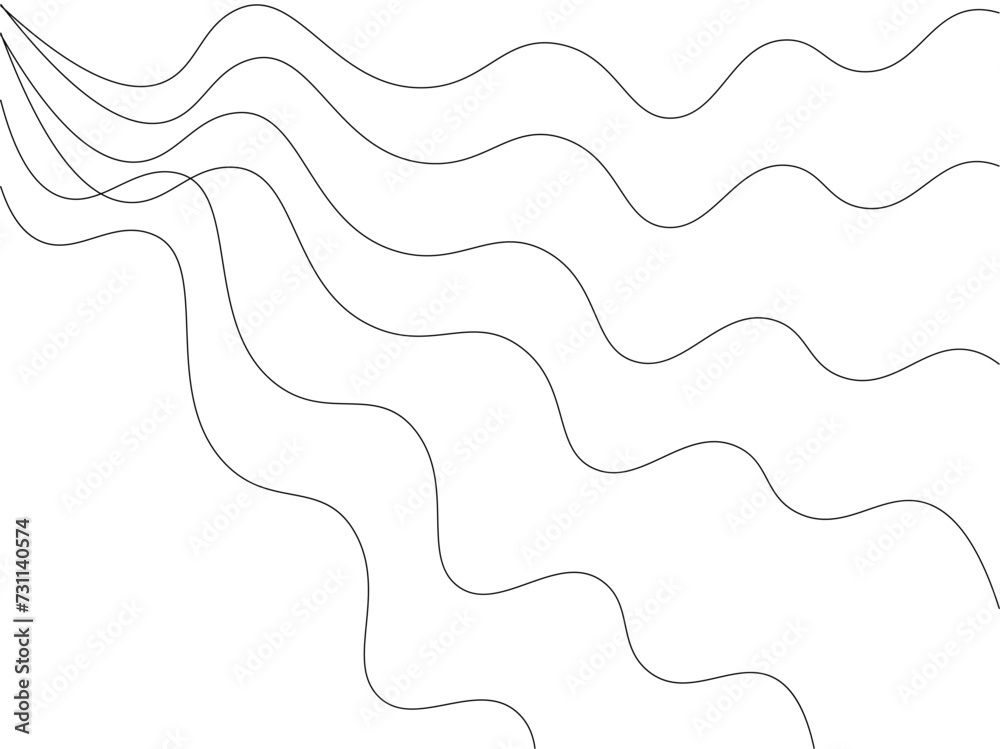  Thin line wavy abstract vector background. Curve wave seamless pattern.