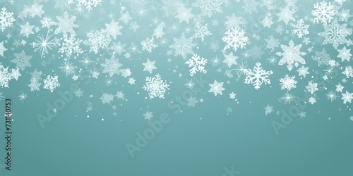 Mint christmas card with white snowflakes vector illustration