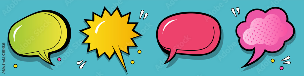 colorful callout speech bubble. cartoon comic speech bubble, text box. colorful callout speech bubble. cartoon comic speech bubble, text box.