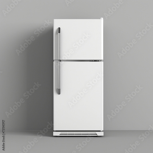 white refrigerator on gray background. Made with generative ai