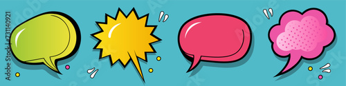 colorful callout speech bubble. cartoon comic speech bubble, text box. 