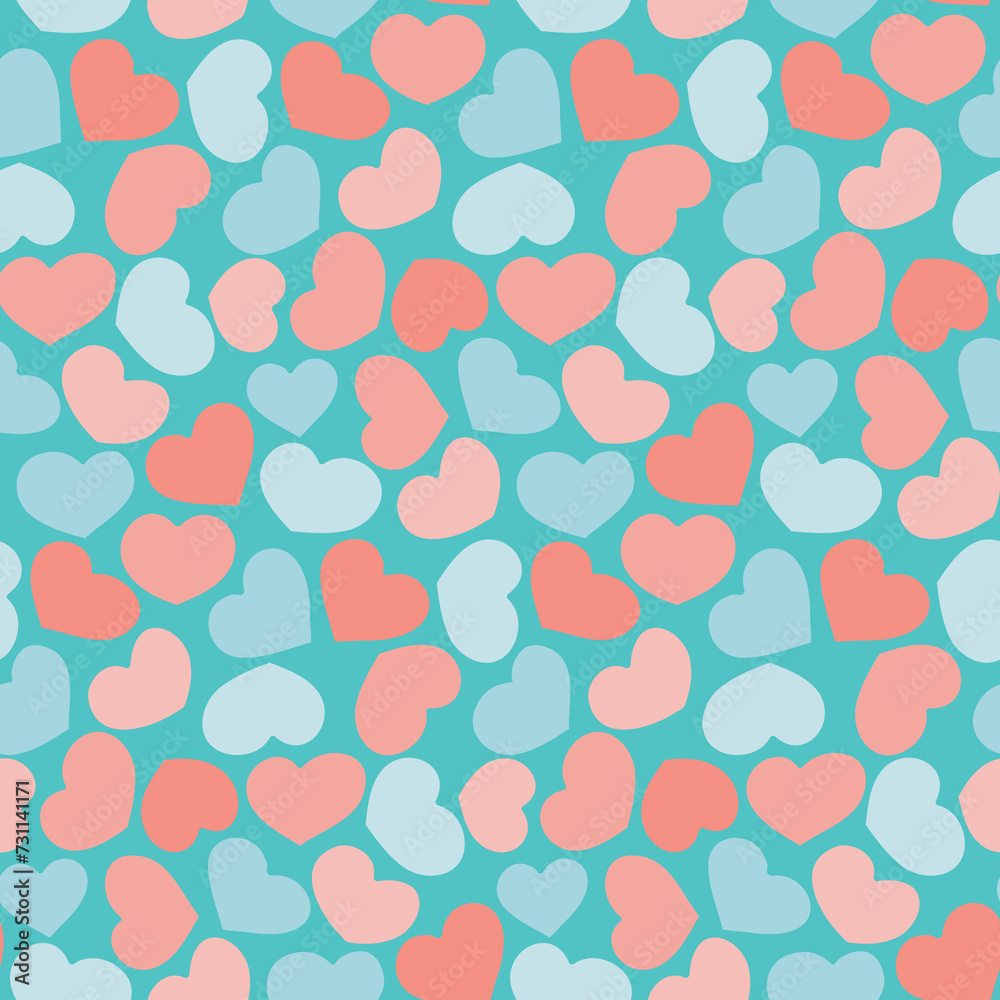 Seamless pattern with hearts in pastel colors