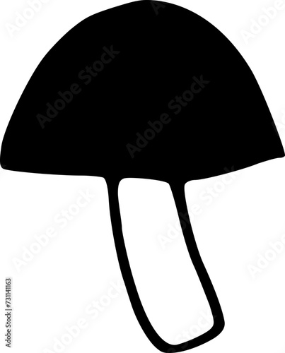Hand drawn black mushroom bolet flat creative icon. Vegetable pictogram, food graphic object. For web design, mobile app, product logo template. Healthy food Vector illustration isolated on background photo