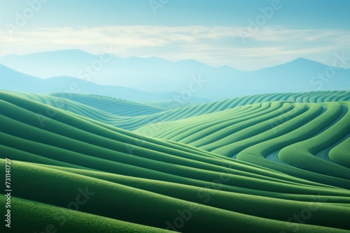 mint green wavy lines field landscape
