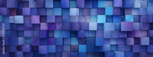 colorful geometrical background like a colorful set of squares, in the style of dark violet and sky-blue, recycled material murals, three-dimensional space, azure, blocky, close-up, glossy finish