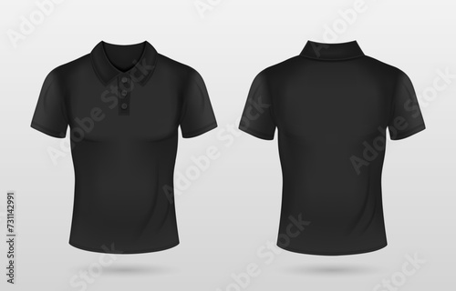 3d Realistic Black Polo Shirts Mockup Template