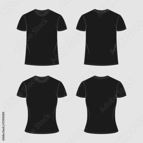 Black T Shirt Outline Drawing Mockup Template
