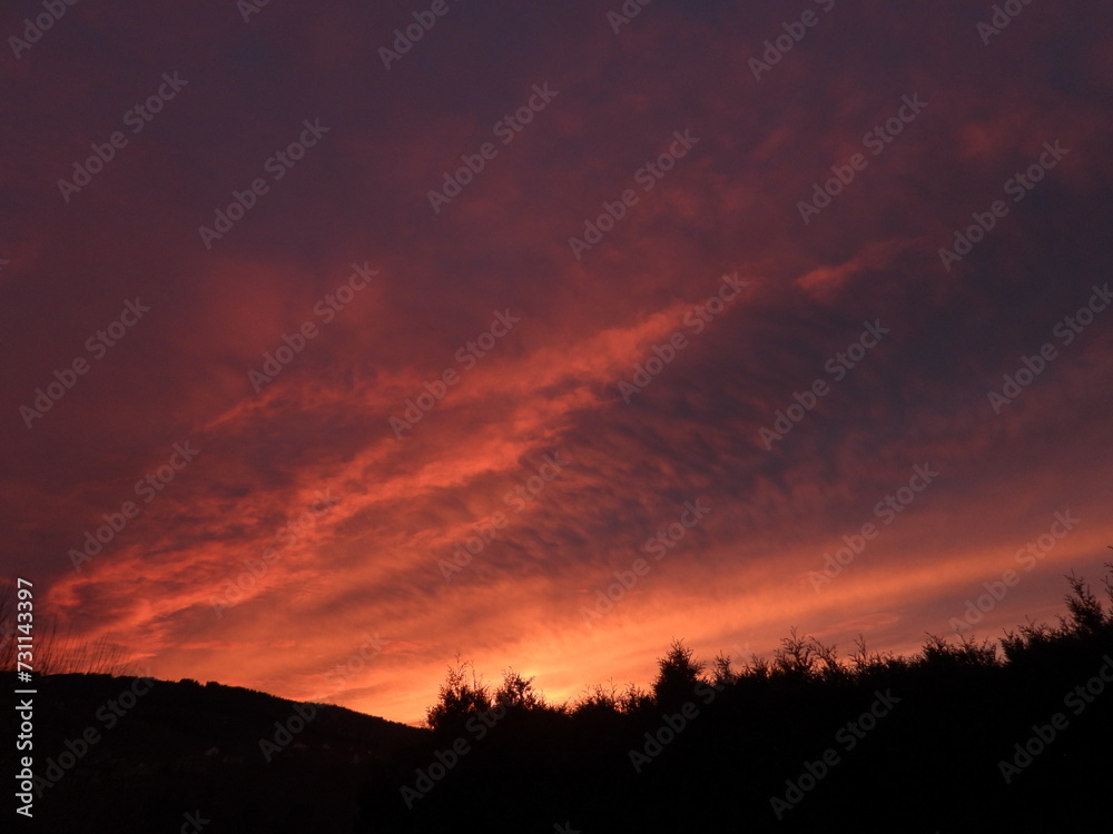 sunset over the mountains