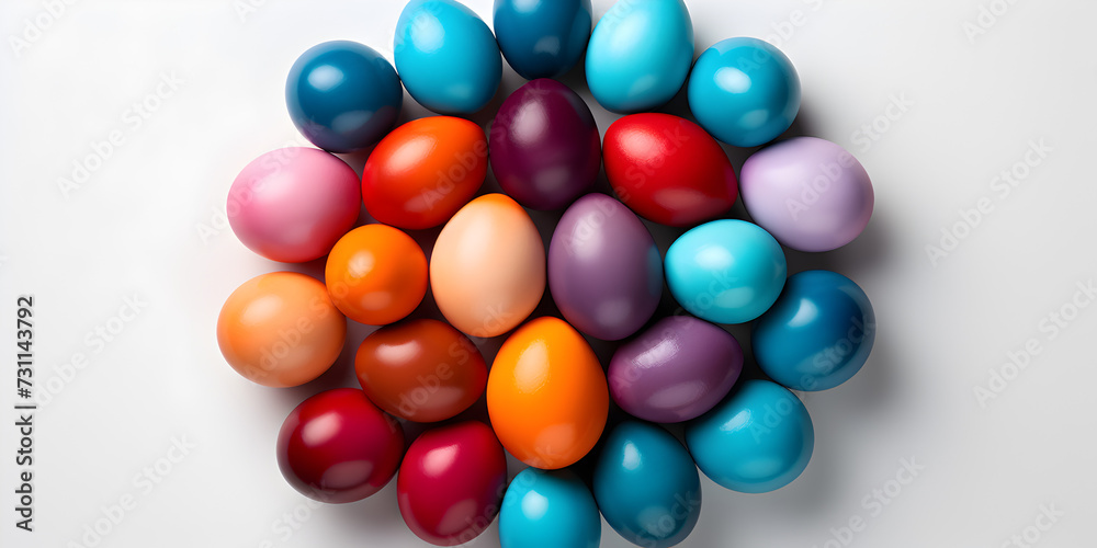 Colorful eggs isolated on white background in Easter vibe