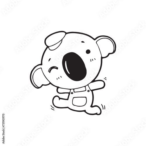 Fototapeta Naklejka Na Ścianę i Meble -  cute cartoon koala Hand drawn doodle comic illustration vector isolated on white background