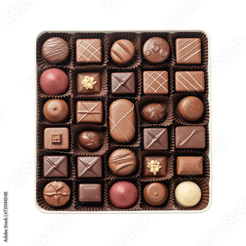 Chocolate Box Top View isolated on transparent background