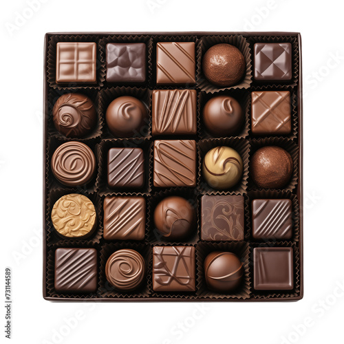 Chocolate Box Top View isolated on transparent background