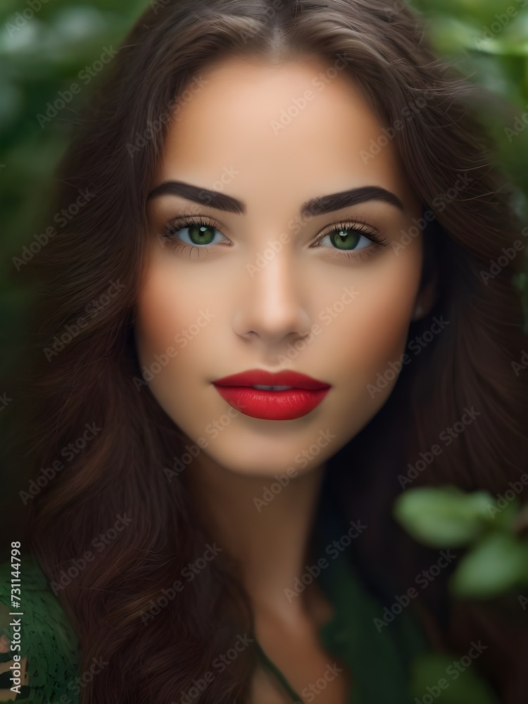 Close-up of a pretty woman with light eyes Close-up of a pretty woman with light eyes