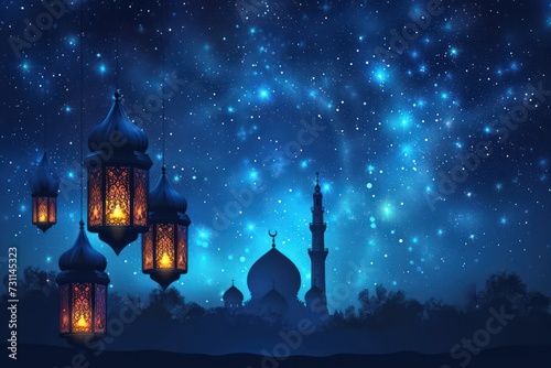 Ramadan Kareem background with copy space. Ramadhan banner concept