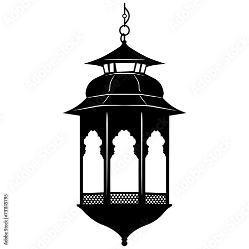 Silhouette ramadan lantern black color only