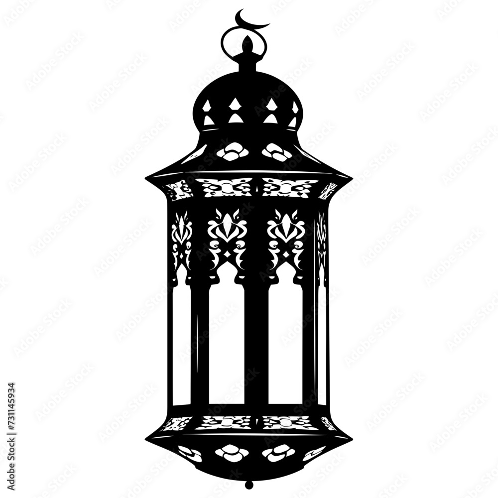 Silhouette ramadan lantern black color only Silhouette ramadan lantern black color only