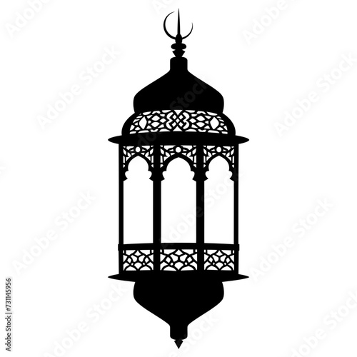 Silhouette ramadan lantern black color only