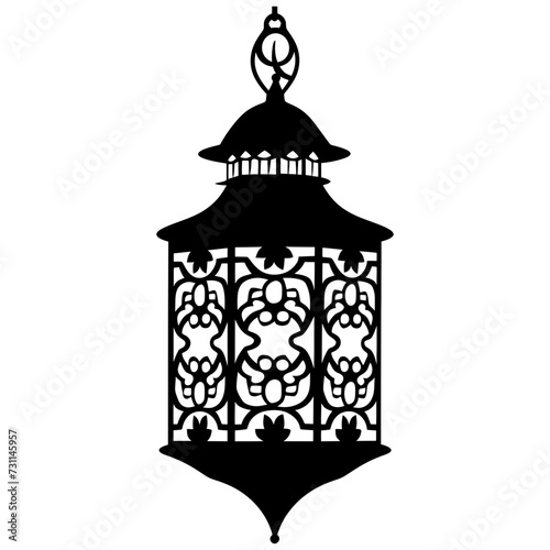 Silhouette ramadan lantern black color only