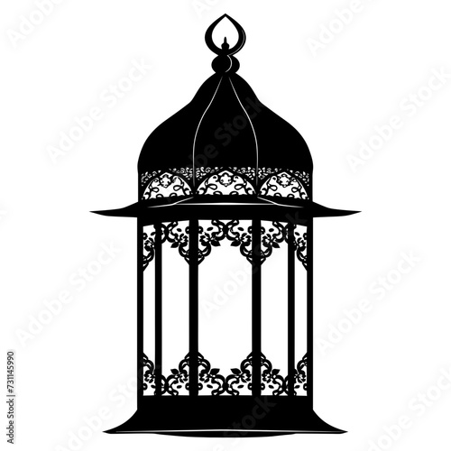 Silhouette ramadan lantern black color only