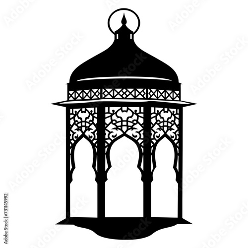 Silhouette ramadan lantern black color only